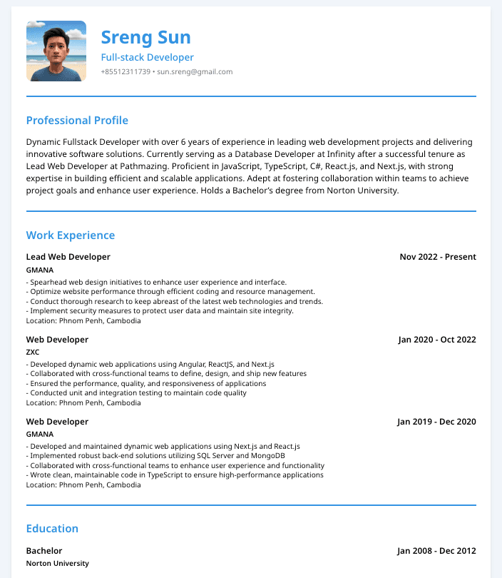 Resume preview